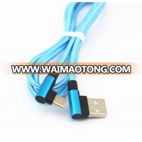 Micro usb cable 90 Degree right angle Aluminum alloy shell nylon braided Type C Usb Charging Cable usb-c type data cable