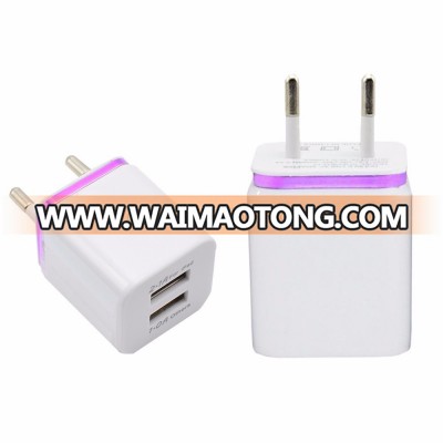 Top Sale EU Home Travel Dual USB 2-port USB Charging Wall Charger Adapter for IOS Android Cell phones