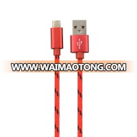 1m 3feet fast charge output 5V 2A fabric braided Micro USB data charging cable for mobile