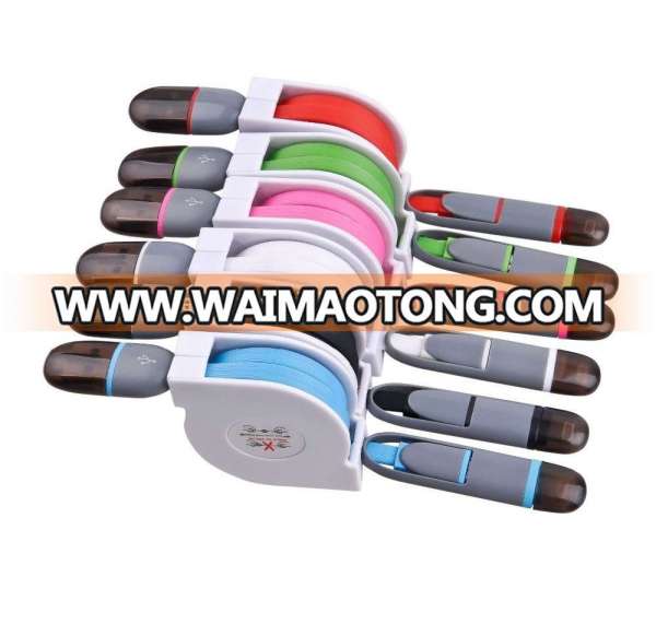 promotion usb gift usb cable retractable 2 in 1 usb cable with factory price