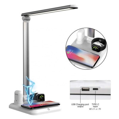 Qi Fast Charging Stand Folding Eye Protection LED Desk Table Lamp Wireless Charger Station